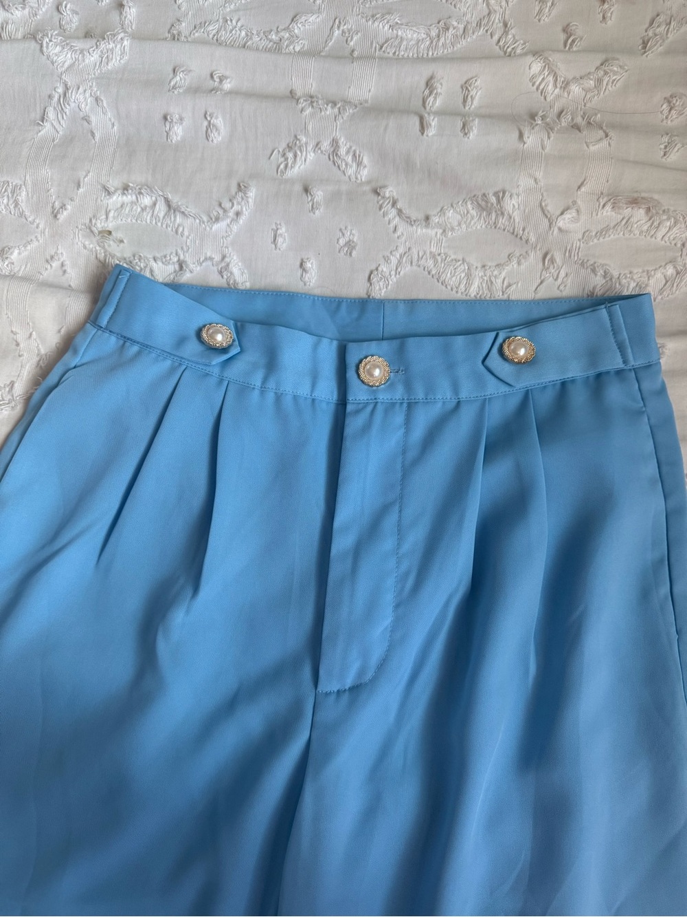 Sky Blue Pleated Dress Pants